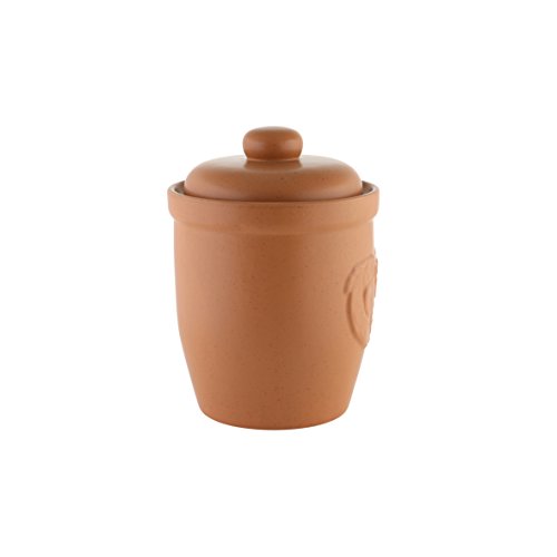axentia Mehrzwecktopf 20 cm – Keramiktopf mit Deckel – Rumtopf in Braun – Einlegetopf aus Keramik – Steinzeugtopf zum Einlegen – Gurkentopf mit Reliefdekor, 7 Liter - 2