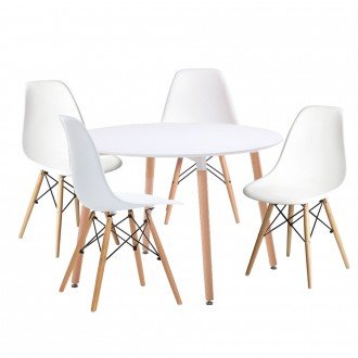 Woopi Conjunto Mesa 100 + 4 sillas Tower Blancas