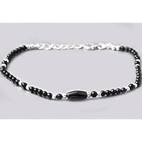 Black Spinell Round Perlen Armband mit 925 Silber Erkenntnisse 6,50 Zoll Edelstein-Schmuck
