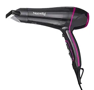 Nouvetta Hair Dryer Blooming Professional with a Detachable Nozzle and Heat & Speed Control, Black + Pink