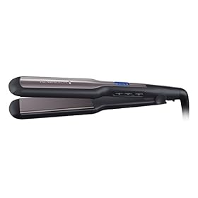 Remington Lisseur Cheveux [Plaques Larges 45mm] Pro-Ceramic Extra (Spécial cheveux épais, frisés, bouclés et longs | Céramique, Ecran LCD, 150-230°C, pochette) Fer à lisser S5525