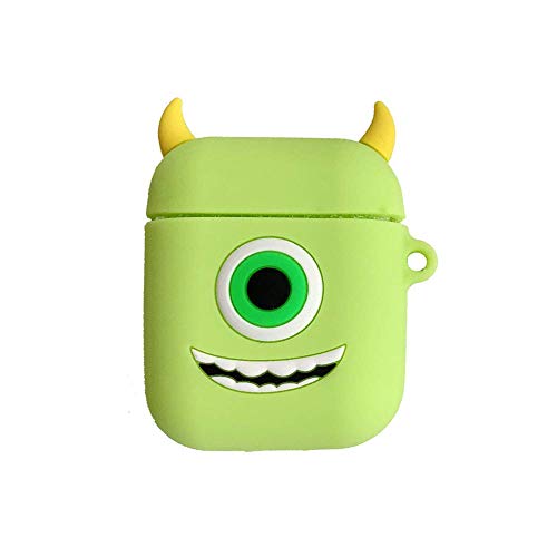 Preisvergleich Produktbild Lovely Cartoon Style Tragbare Schlüsselanhängerhülle Silikon Aufbewahrungsbox für AirPods Green Big Eye