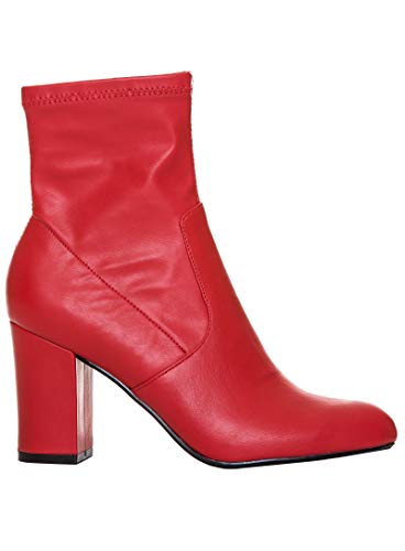 Steve Madden Women's ACTUALACTRED Red Leather Ankle Boots