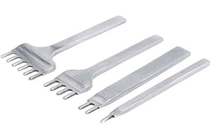 Malayas® Leathercraft Tools - 4pcs Punzoni 3-6mm 1 + 2 + 4 + 6 Denti Cuciture Scalpello Tool , Strumento Pelle Punzoni Coltello per Pelletteria Foro Punzonatrice per Fai Da Te, Fare Punti di Cucitura Perforatore, Stitching Hole Punch