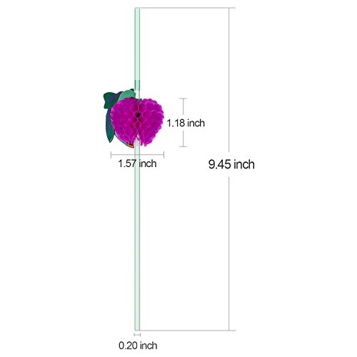 Blulu 50 Stück Gemischte Farbe Cocktail Trinken Flexible 3D Frucht Strohhalme - 4