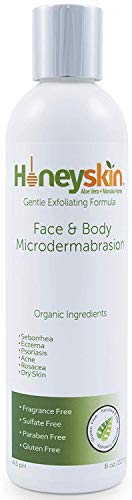 Honeyskin Organics Microdermoabrasión Exfoliante Cara & Cuerpo - con Miel de Manuka & Aloe Vera - para Pieles Sensibles y Secas - Posácea, Psoriasis, Eczema & Tratamiento del Acné (236 ml)