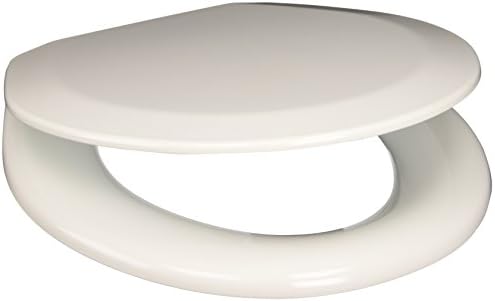 PlumbTech 113-04 Deluxe Molded Wood Round Toilet Seat with Adjustable Hinge, Cotton White
