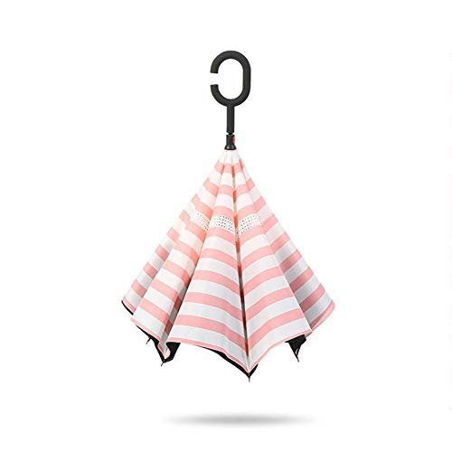 Preisvergleich Produktbild TUANMEIFADONGJI Faltender rückseitiger doppelter umgedrehter wetterfester C-Form-Griff-umgekehrter faltender Regenschirm, Anti-UVwinddichter Regenschirm Kleiner frischer Regenschirm für Auto-Männer