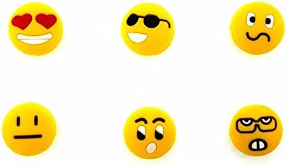 Tennis Vibration Dampeners-Emoji Faces, Tennis Accessories for Kids & Adults, (Pack of 6)