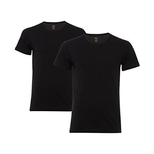 LEVIS Herren 2er Pack Basic Crew Shirts Unterhemden Rundausschnitt (JET BLACK, M) LEVIS Herren 2er Pack Basic Crew Shirts Unterhemden Rundausschnitt (JET BLACK, M)