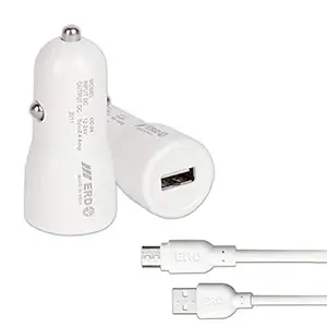 ERD CC-24 Car Charger 5V / 2.4 Amp USB DOCK + Free 1 Meter USB Cable | Compatible with All Smart Phones, Power banks, Tablets, Bluetooth Devices, Gaming Devices, Digital Camera & Other Devices (White)