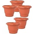 SUPER MARCHE Flower Pot Carousel: A Round Plastic Planter Set for Lively Garden Arrangements (Pack of - 5)