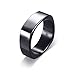 Produktbild AZUO 3 Stücke Männer Und Frauen Hochzeit Schwarz, Silber Weiß, Gold Edelstahl Ring 7mm Schwarz Exquisite Polierkante Komfortabel Geeignet Für,Black,12th