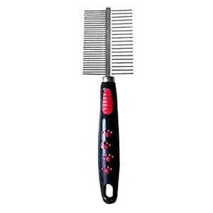 Dog and Cat Comb Double Sided with Stainless Steel Teeth Anti Shedding Brush, Grooming Tool for Both Large and Small Pets