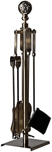 Spherical Brass-Coloured ALPERTEC Fireplace Tool Set Antique Iron 2 Bells with Decorative Parts – Pack of 1 39011710