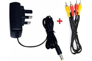 WICAREYO Power Supply with AV Cable Compatible for NES , Power AC Adapter UK Plug Cable with Audio Video TV Cord Compatible for NES Console