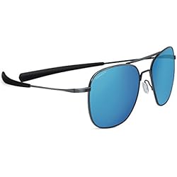 Serengeti Gafas de sol polarizadas, Aerial 555 nm, Unisex, Gafas de sol, Aerial Polarized 555nm, Shiny Dark Gunmetal/Blue, M/L