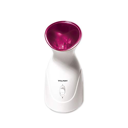 VITALmaxx Gesichtssauna Dampf Inhalator | Gesichtsdampfer Zur Hautpflege und Porenreinigung | Gesichts-Dampfbad zur Reinigung Von Poren | Wohltuendes Wellness Face Steamer Gerät [Weiß/Lila]