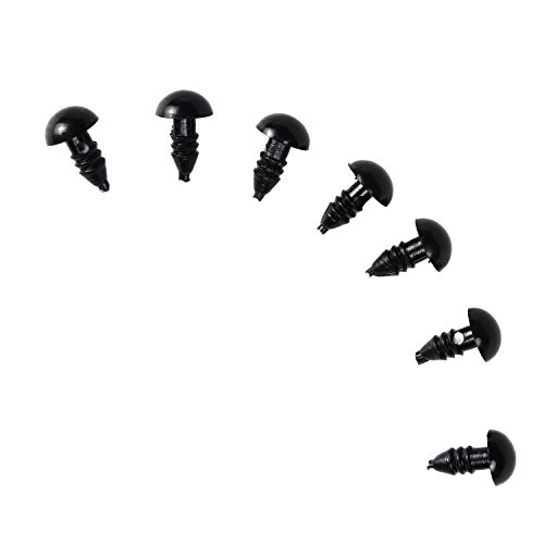 Fafada 100stk Schwarz 6mm-12mm Sicherheitsaugen Teddyzubehör für Kuscheltiere Kunststoff Puppen DIY - 5
