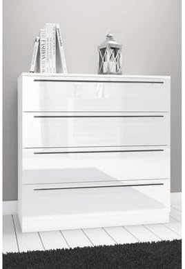 Chest of Drawers Cabinet in White Matt / White High Gloss