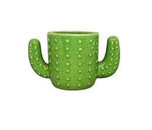 ShopMeFast Glossy Cactus Shape Ceramic Pots Ceramic Planters for Indoor Plants/Planters,Home Decor,Garden Decor,Office Decor,Decorative Succulents Pot (Color: Green)(L:9 cm, W:16 cm, H:10 cm)