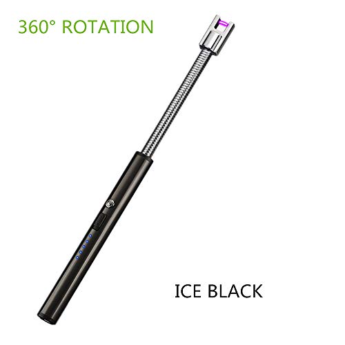 Wiber - Mechero eléctrico de Vela con Interruptor de Seguridad con Pantalla LED y batería Recargable por USB, Cuello Flexible más Largo para Camping, Cocina, barbacoas, Fuegos Artificiales