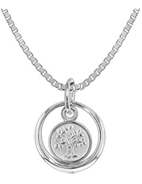 trendor Silber Kinder-Halskette Taufring mit Lebensbaum 08308