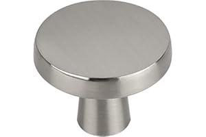 LONTAN 4 pomos para muebles plateados mate de acero inoxidable, tiradores redondos, de níquel pulido, para muebles, cepillados, un agujero