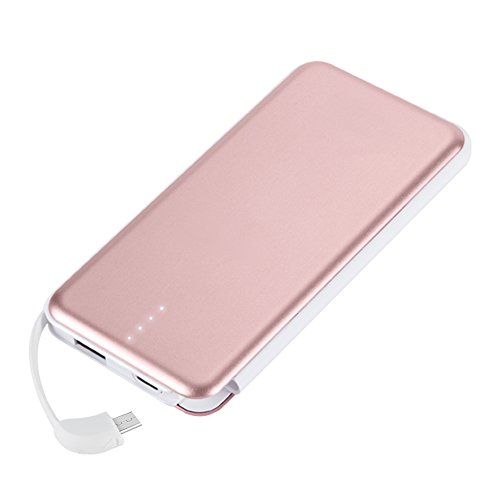Moxnice Batterie Externe 10000mAh Power Bank Petit Chargeur Portable Rapide et Portable de Batterie avec USB C C  ble Int  gr   pour iPhone Android Samsung Galaxie Huawei iPad Tablette-Rose
