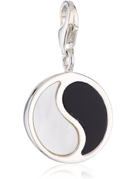 Thomas Sabo Damen-Charm Club-Anhänger Yin & Yang mit Onyx und Perlmutt 925er Sterlingsilber 0066-063-18