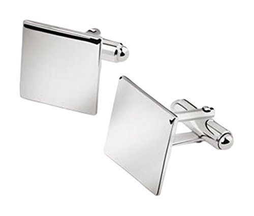 Zilverstad 2012010 Manschettenknöpfe, quadratisch glatt, 1 Paar, 15 mm, 925-er Set, Silber
