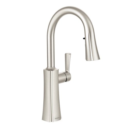 Moen S72608SRS Etch One-Handle High Arc Pulldown Kitchen Faucet with Power Clean, Spot Resist Stainless