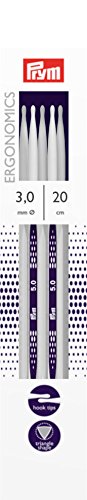 PRYM double-point Ergonomische Stricknadeln/Nadeln, High-Performance-Kunststoff, Mehrfarbig, 3 mm, 20 cm Länge, Set von 5