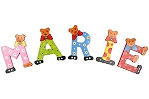 Brink Holzspielzeug Buchstaben Holz Tür Bären ABC bunt Holzbuchstaben Türschild Bunte Kinderzimmer (A)