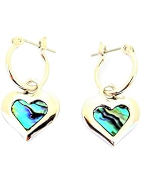 Paua / Abalone Muschel Herz hängend Ohrhänger Ohrringe aus Neuseeland - 13 x 21mm