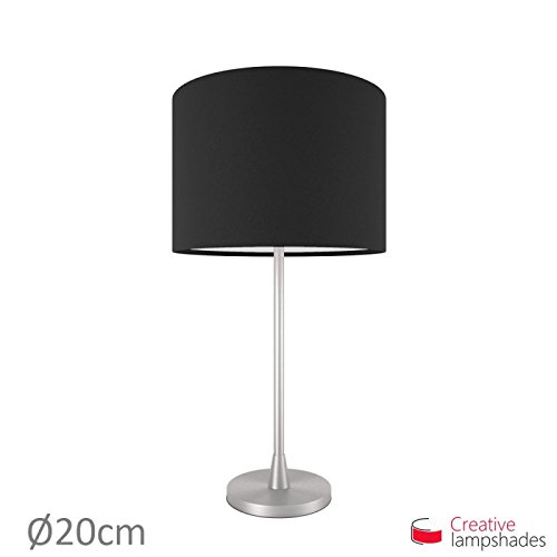 Lampenschirm Zylinder schwarz Leinwand – Durchmesser 35cm – H. 22cm, E27 Für Stand Pendelleuchten, Nein - 5