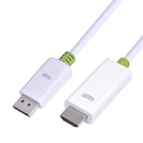 MutecPower 2 Stück von 5 meter DisplayPort (DP) männlich auf HDMI männlich Kabel – 4K Ultra HD – Weiß – 5m Mit 2 Kabelbinder - 4