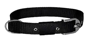 Pups&Pets Dog Belt Adjustable Nylon Sturdy & Fancy Pet Neck Collar for Dog (1 Inch - 14 to 20 Inch Large, Black Color)