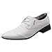 Produktbild FNKDOR Schuhe Großformat38-47 Herren Spitz Geschäft Lederschuhe Schnürsenkel Knittern Männer Berufsschuhe Freizeit Kleid Schuhe Hochzeitsschuhe Weiß 46 EU