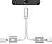 Produktbild iPhone 7 Lightning Adapter, 2 in 1 Dual Lightning Audio Kabel + Ladegerät Port für iPhone 7/7 Plus/iPad, Unterstützung Music Control, Ladegerät und Telefon Kommunikation (weiß silber)