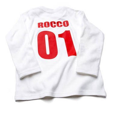 Personalised Baby/Kids T-shirt - White Long Sleeve (Footy),18-24 months