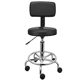Voilamart Round Salon Massage Chair with Backrest Adjustable Swivel Hydraulic Gas Lift Stool for Hairdressing Manicure Tattoo Therapy Beauty Massage Spa Salon, Black