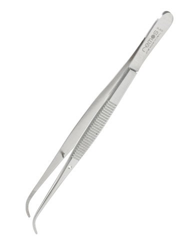 Remos tweezers curved, stainless, length 12.5 cm