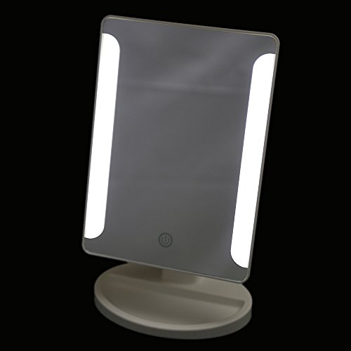 36 Dimmbare LED Makeup Spiegel, Touch Screen Kosmetikspiegel mit Abnehmbarem 10X Vergrößerungsfleck, Tragbarer Beleuchteter Eitelkeitsspiegel, USB und Batterien Geeignet Oben-Unten Schwenken Rasierspiegel für Reisen, Dressing, Rasieren (Weiß) - 6