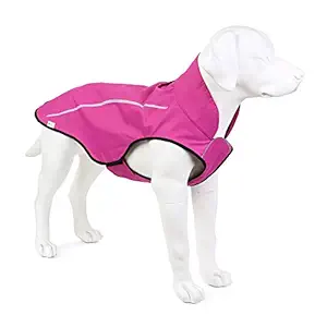 Mile High Life | Dog Raincoat | Adjustable Water Proof Pet Clothes | Lightweight Rain Jacket with Reflective Strip | Easy Step in Closure,Hot Pink,S (Girth: 22