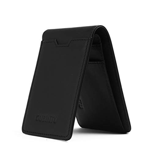 Preisvergleich Produktbild TENDYCOCO Herren Brieftasche Leder Fenster Fronttasche Geldbörse RFID Geldbörse mit Kartenfächern für Männer (Schwarz)