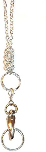 Chain White Bling Fashion Women's Beaded Lanyard 34", Key and Badge Holder (Non Breakaway - Stronger)