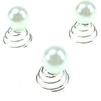 clarigo Curlies Curlie Haarnadeln Haarklammern, Haarklemmen Perle weiß Kommunion Hochzeit Perle