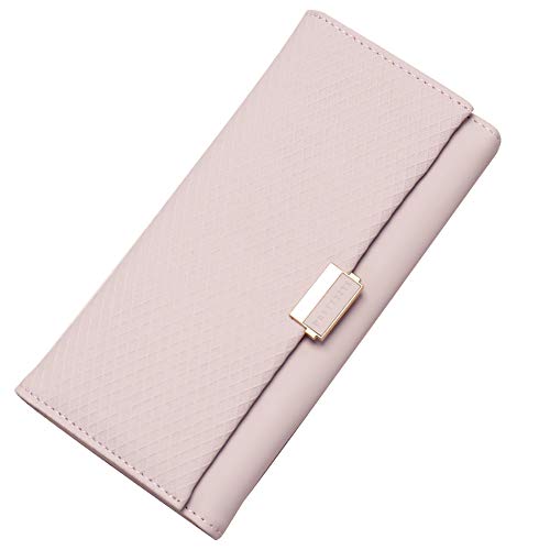 Cartera Largo Mujer KOOGOO Tassel PU Cuero Gran Capacidad Billetera Multi- Slots de con Cremallera Monedero (Rosa Claro)