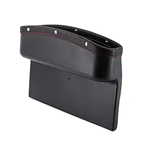 FavHome Side Car Seat Pockets Organizer Made of Pu Leather Car Console Seat Gap Filler Catch Caddy (Black 1 Piece)